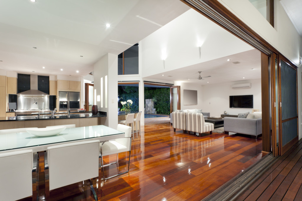 Luxurious home interior with large sliding doors